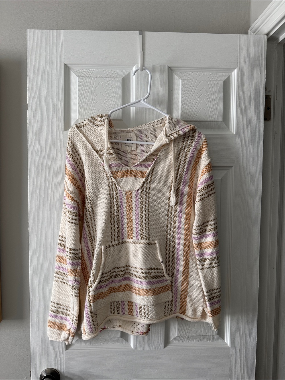Ripcurl knit Hooded Baja Pullover - Cream with Pastel Stripes